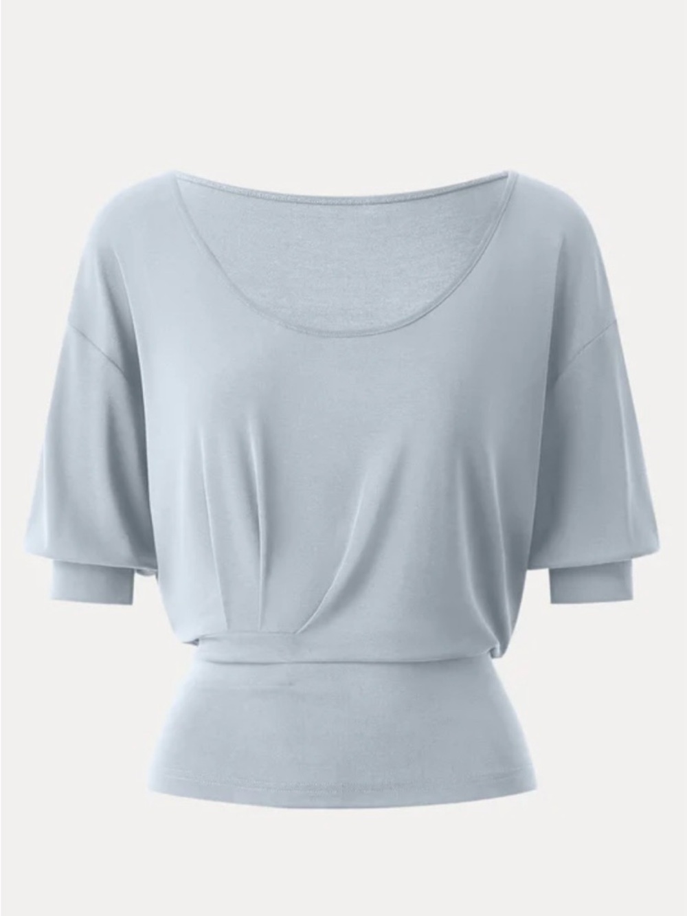OGL Smoke Blue Short Sleeve Scoop Neck Tucked Tee
